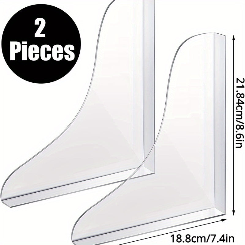 2-Pack Clear Acrylic Splash Guard 2-Pack Clear Acrylic Bathroom Splash Guard - Easy to Clean, Hygienic Shower Bathtub Water Barrier - Durable Plastic Sink Splashproof Baffle for Homeowners